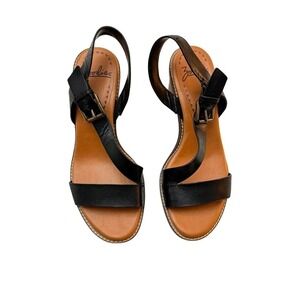 Zodiac Ivy Black Leather Slingback Cross Strap Sandal Open Toe Size 10